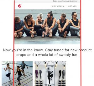 Lululemon Subscribe Email Response